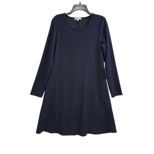 Tash + Sophie Navy Ribbed Long Sleeve A-Line Pocket Dress T5136 Womens L NEW nwt